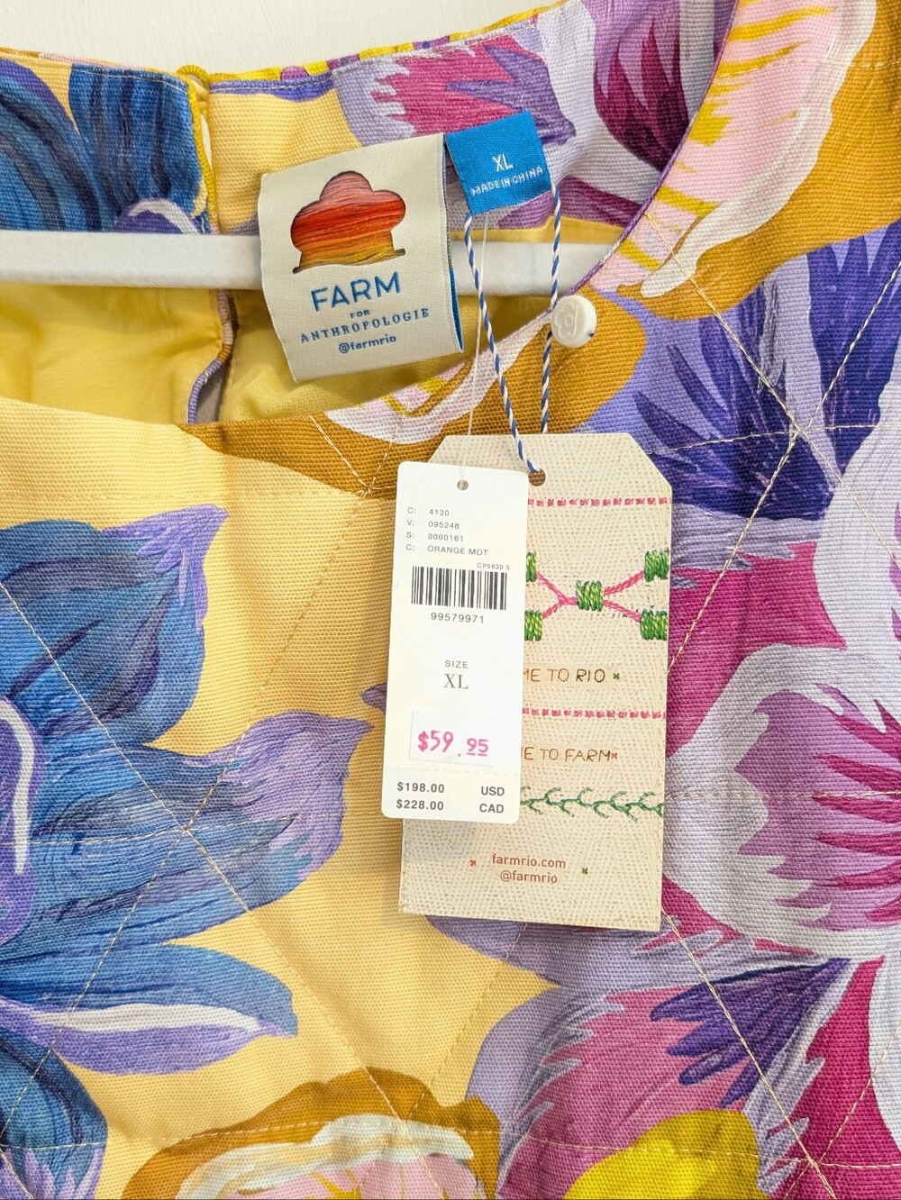 NWT Farm Rio Floral Sleeveless Quilted Shift Mini Dress With Pockets- XL - Picture 5 of 8